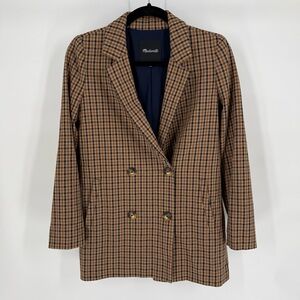 Madewell Blazer Plaid Checkered Preppy Academia Ivy League XXS Tailored Fit Bold